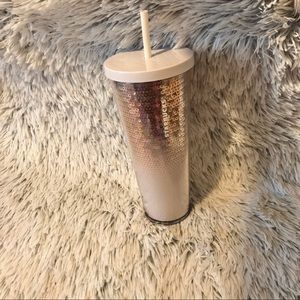 Starbucks Gold & White ombré Sequin Holiday Tumbler Cold Cup
